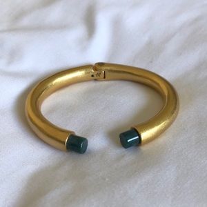 Madewell Hinge Bracelet, brass and emerald